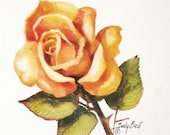 Yellow Rose Watercolor Painting Art Print