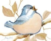 Blue Bird - Whimsical Animal Art Watercolor Print