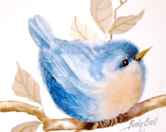 Blue Bird Watercolor Painting Bird Print
