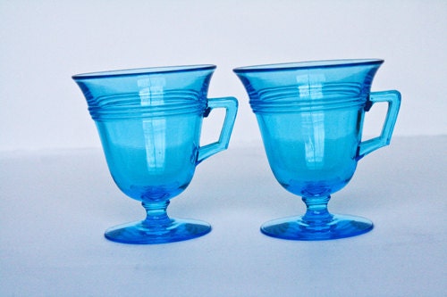 vintage teal blue glassware