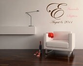 Wedding Monogram Vinyl Decal Wall Art Mural and Wedding Date