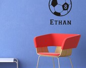 Soccer Ball Wall Decal Personalized Name and Number
