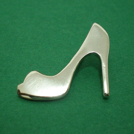 Fashion High Heel Shoe Silhouette Silver Pendant Necklace (Reserve - 4pc)