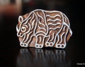 Hand Carved Indian Wood Textile Stamp Block- Rhino (ON SALE)