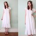 vintage 1980's white cotton ruffle hem midi dress