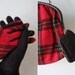 vintage 1950's red & black plaid wool handbag with matching gloves