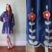 vintage 1960's navy blue & red floral polka dot dress with sailor collar / size s - m