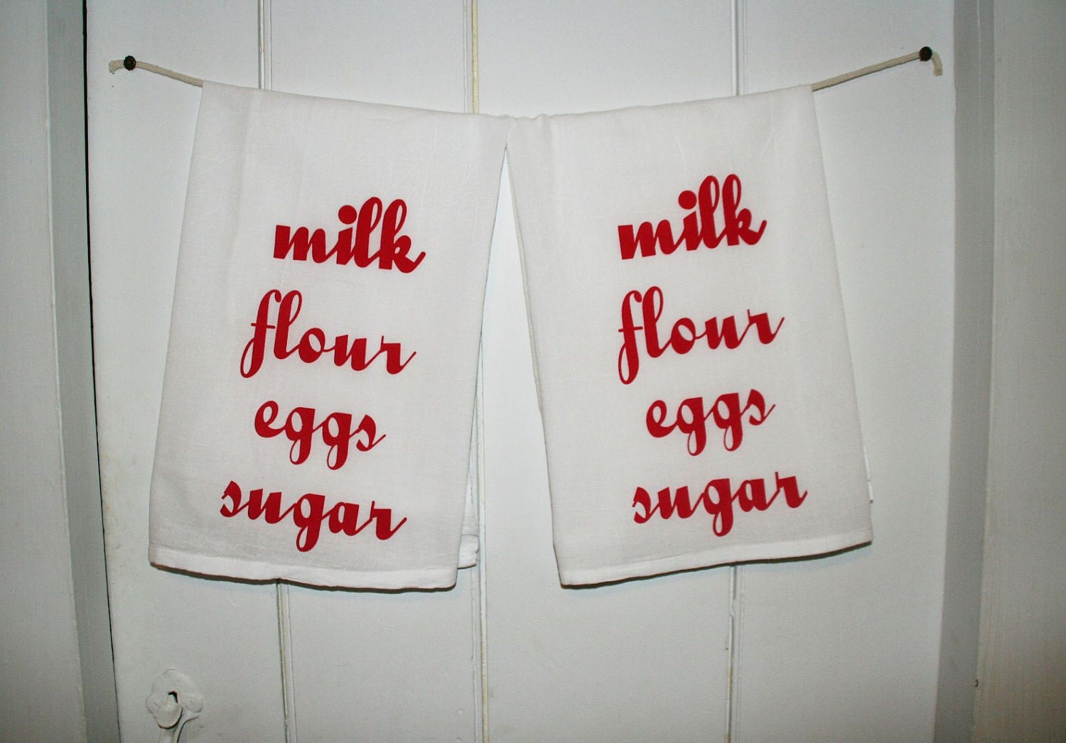 Essetnial Baking Milk Flour Eggs Sugar Flour Sack Kitchen Tea Towel This Listing is for ONE Towel