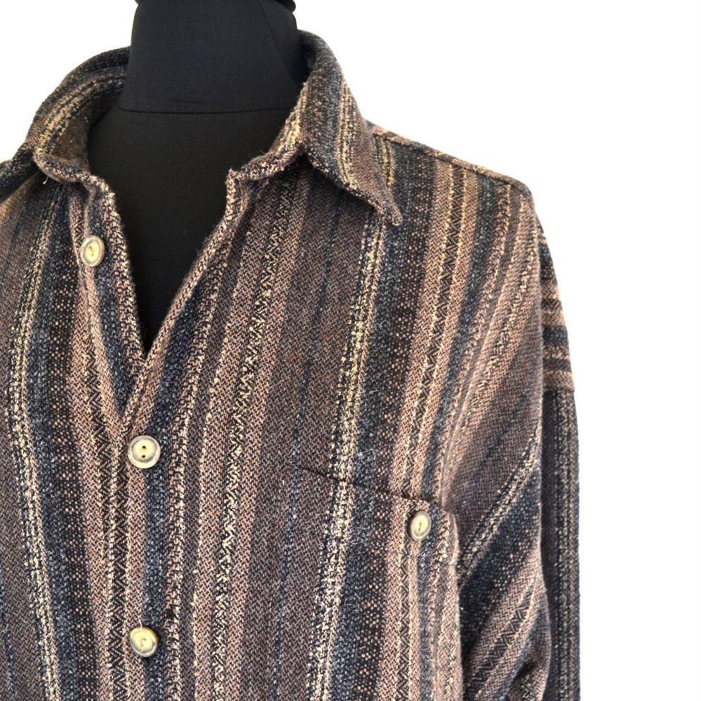 Vintage Mens Hippie Fashion Woven Button Up by StoryTellersVintage