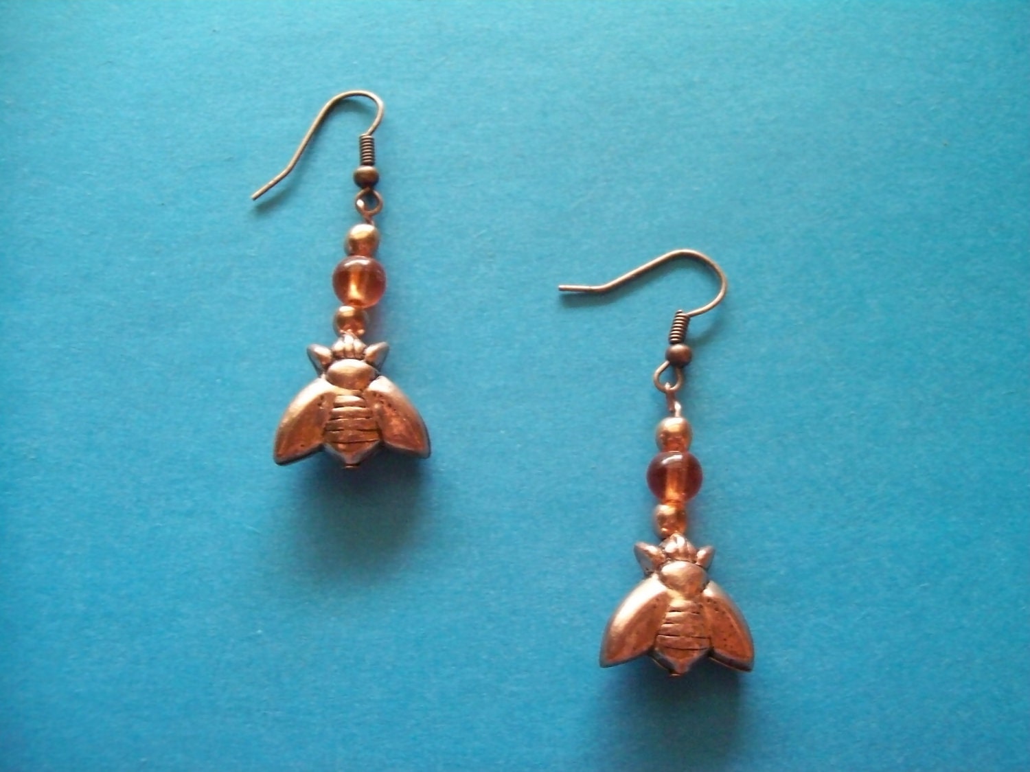 Copper-Tone Honey Bee Earrings
