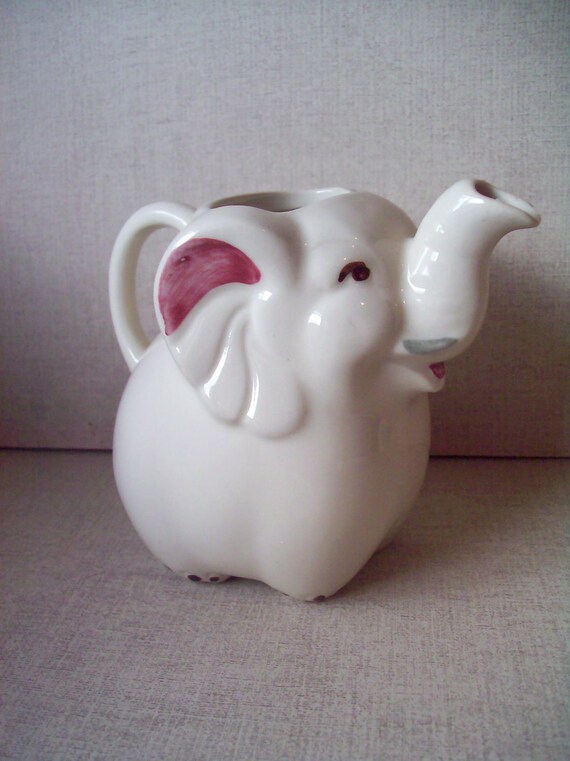 Vintage Ceramic White Elephant Creamer/Pitcher by Kissiana on Etsy