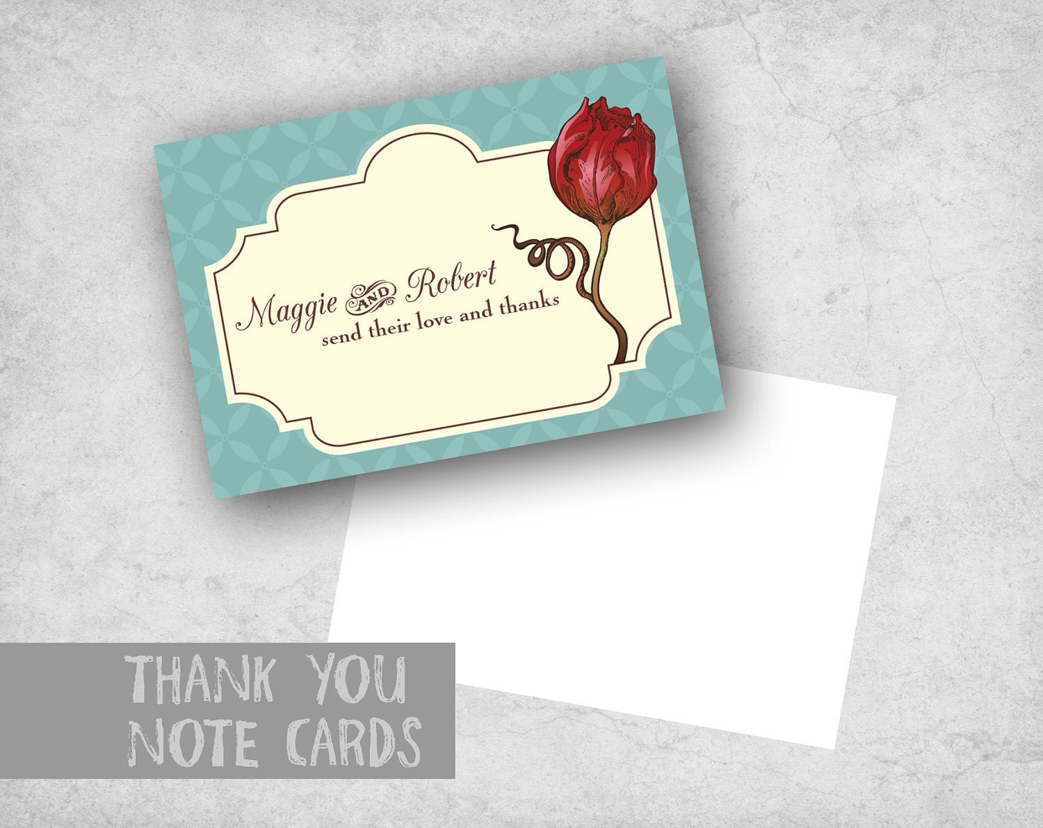 20 Vintage Wedding Thank You Cards Rose Thank You Card - Style PIL-012