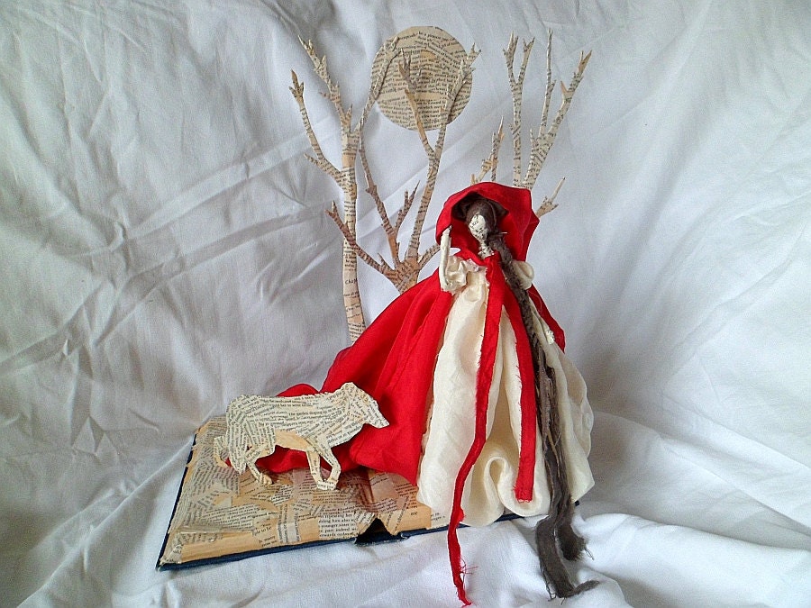 Wire and papier mache Sculpture - Red Riding Hood - SALE