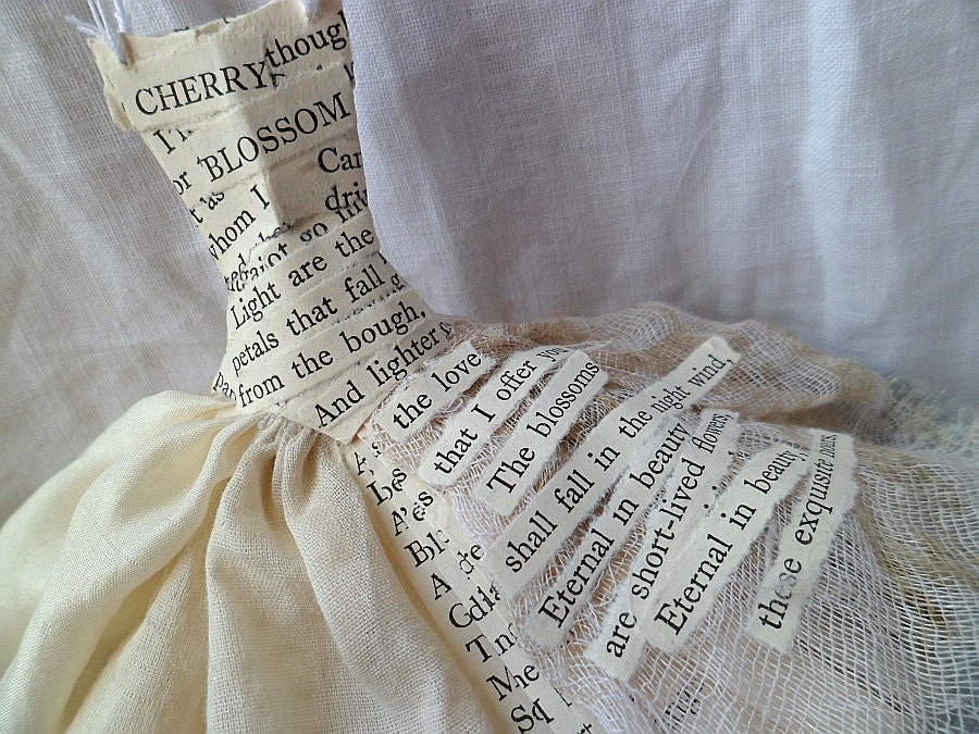 Cherry Blossom - Art Dress Assemblage Made From Paper and Fabric