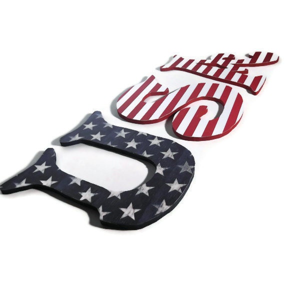 Americana Decor - USA Flag Letters - Patriotic Decor