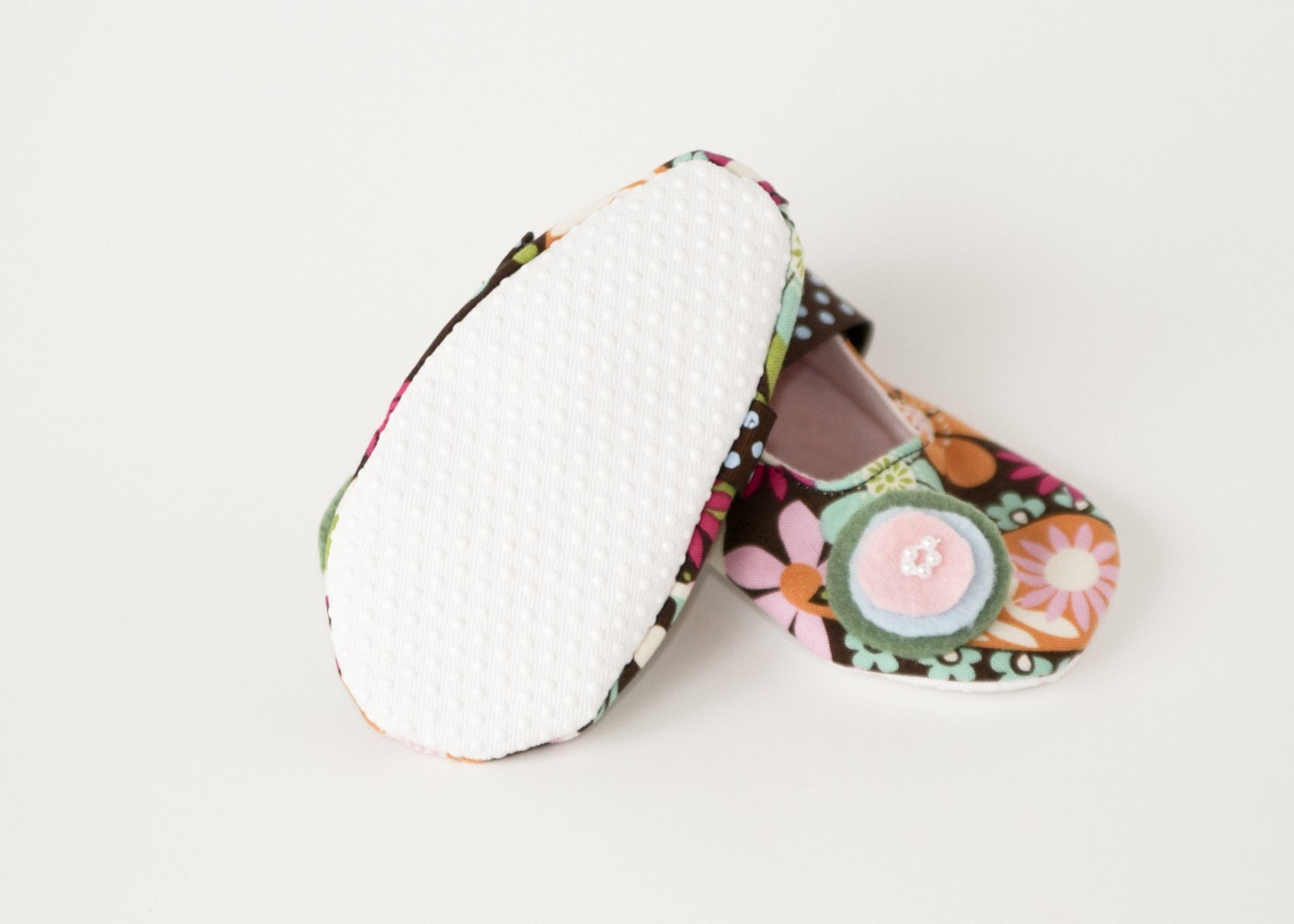 NELLA CORDELIA-Brown, Pink, Blue, Green, Orange, Flower Mary Jane Baby Girl Booties
