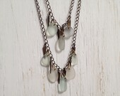 The Sea Glass Necklace - Found sea glass on tiered bronze chains
