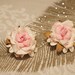 Cherry Blossom Hair Clips - Mini Rose Pins - Little Hair Clip Set - Pink Flower Hair Clips - Small Gift