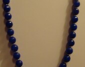 15% OFF 925 Sterling Silver Sapphire Blue Faceted Glass Beaded 17" Fashion Necklace
