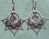 Forest Mandala Earrings - five point - tribal style earrings