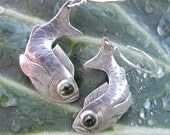 Lively Fish  Earrings - sterling silver drop earrings