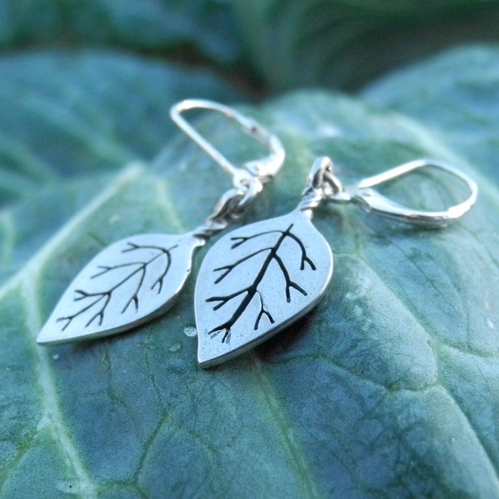 Pointed Leaf Earrings - sterling silver