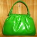 NEON Lights Vintage 60's Bold NEON Green Really Thick Vinyl Mod Three Pocket HandBag medium to large size