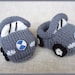 Knitted baby booties 'grey cars' (PDF pattern), (sizes 0-6/6-12 months)