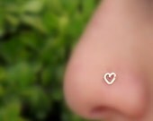Valentine Heart Nose Ring  Stud 14K Rose Gold Filled Handcrafted Heart Shape