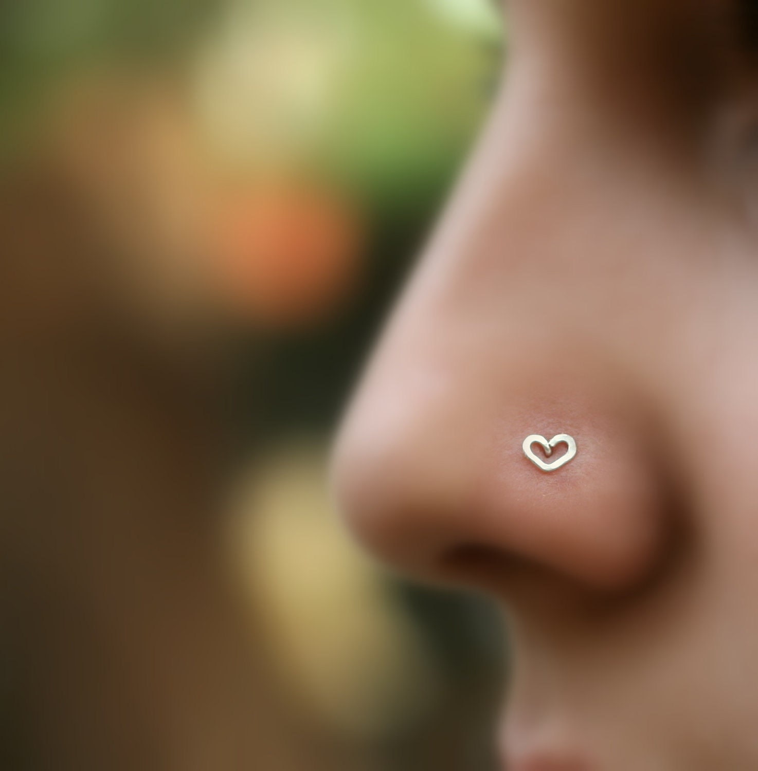 Valentine Heart Nose Stud Sterling Silver Handcrafted
