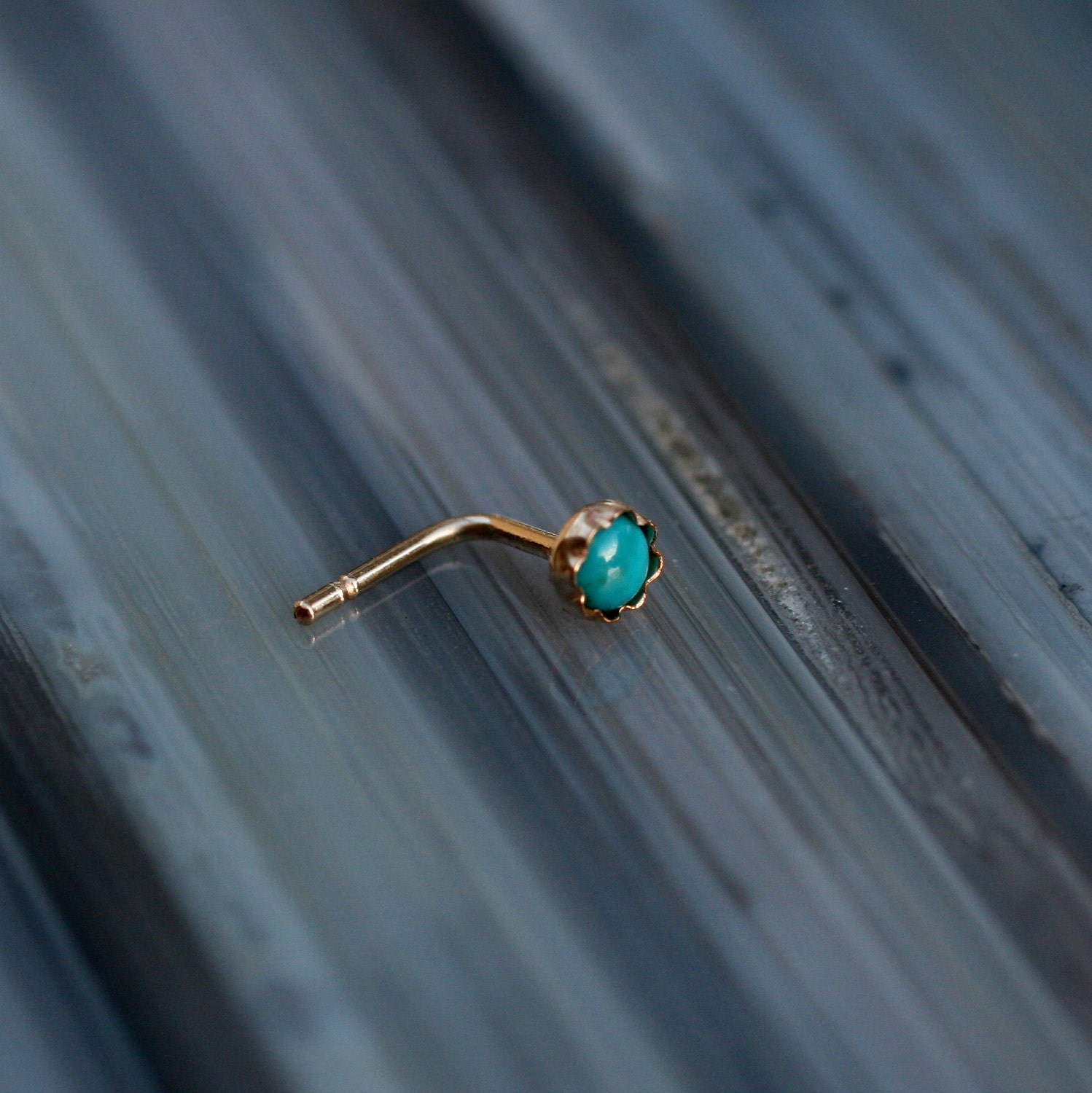 Turquoise Nose Ring Stud 14K Gold Filled Handcrafted
