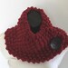 Chunky Knit Cranberry Red Seed Stitch Infinity Cowl Scarf with Round Ebony Black Button