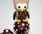 Custom Made Clay Woodland Animal Cake / Cupcake Topper - Owl