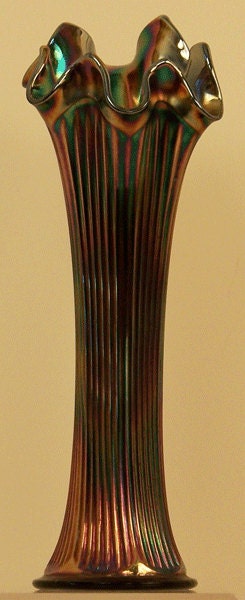 Fenton Blue Carnival Glass Fine Rib 10 Vase by GlassGirlme on Etsy