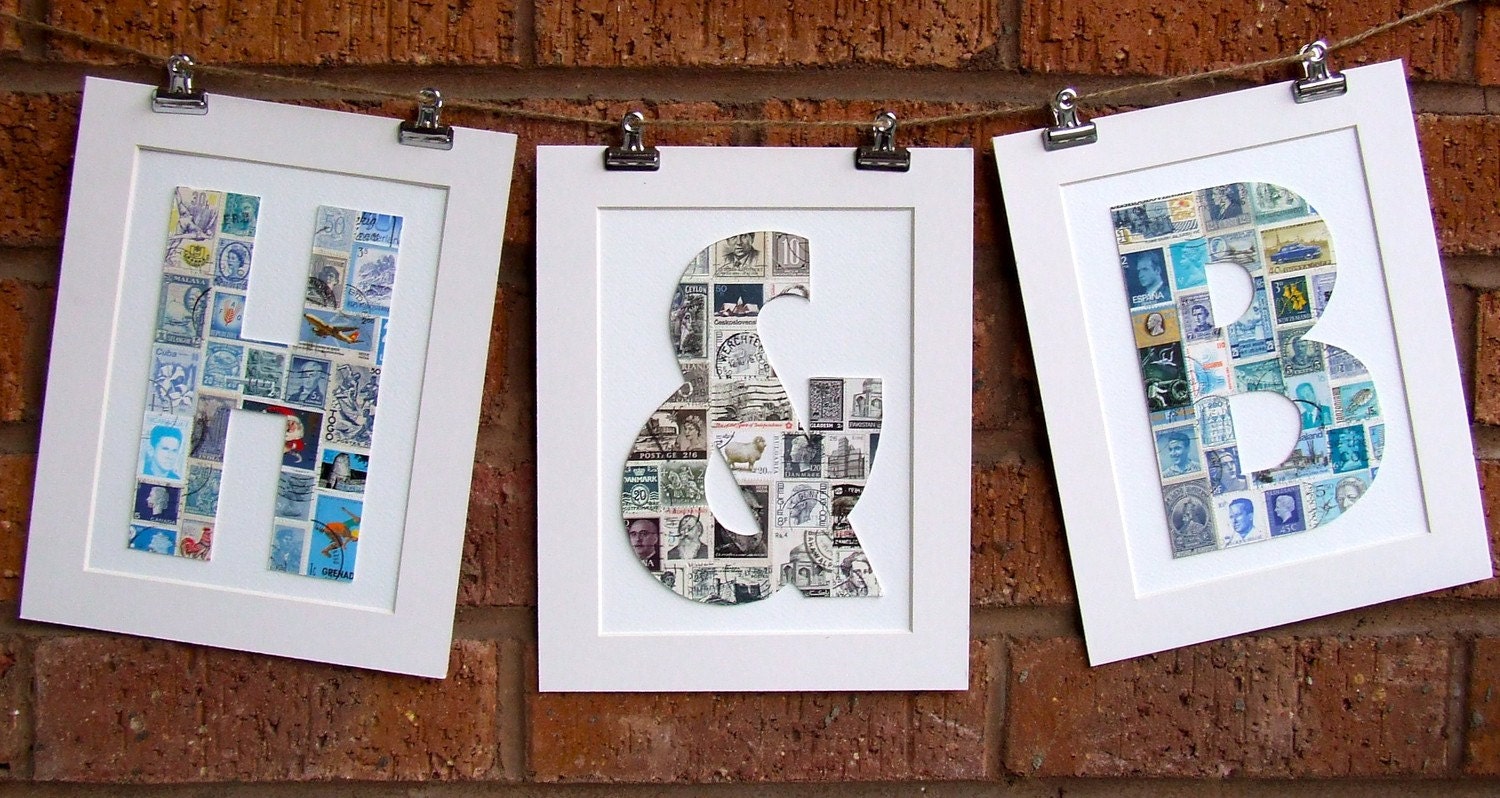 PICK YOUR OWN. Three is never a crowd. Three Mounted Postage Stamp Initials & Ampersand.