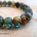 Czech Glass Bead - Blue Green Yellow Cream Brown Watercolors - 10 - Faceted 6x8mm Rondells (cab-100)