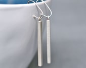 Modern Silver Bar Earrings