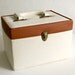 French vintage cream and toffee travel vanity train case