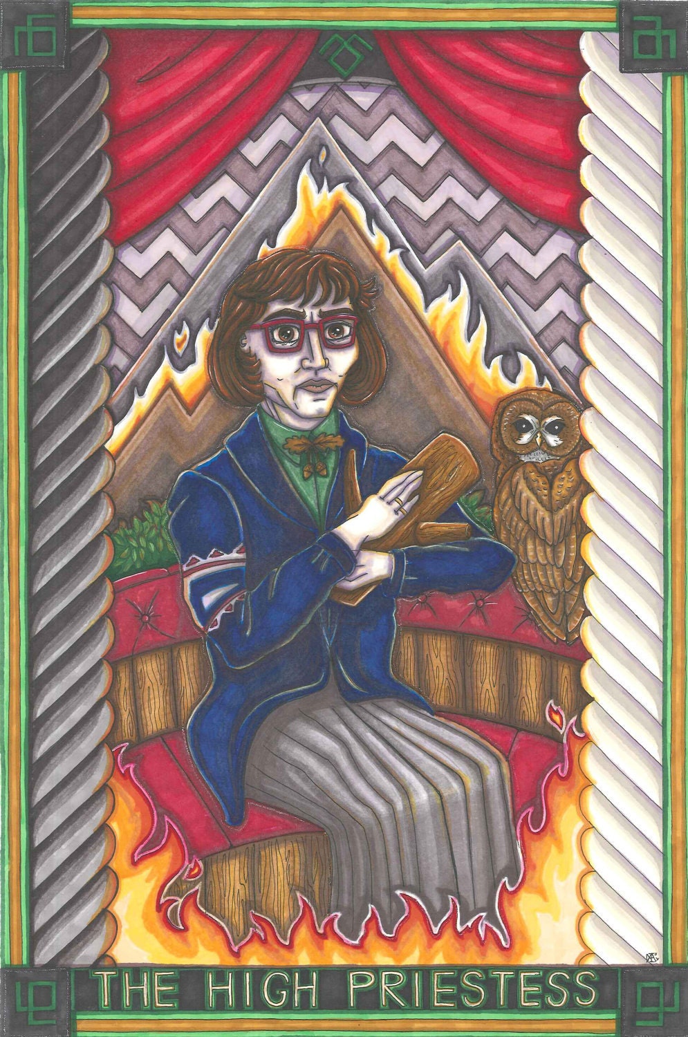 Twin Peaks Tarot Log Lady postcard PRINT
