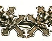Crosses of Lorraine & Thistles Antique Silver Brooch Medal Silver - Goldplated