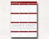Red - Grocery Shopping List -  PDF Printable File