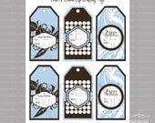 Blue & Brown Gift Tags - PDF Printable File