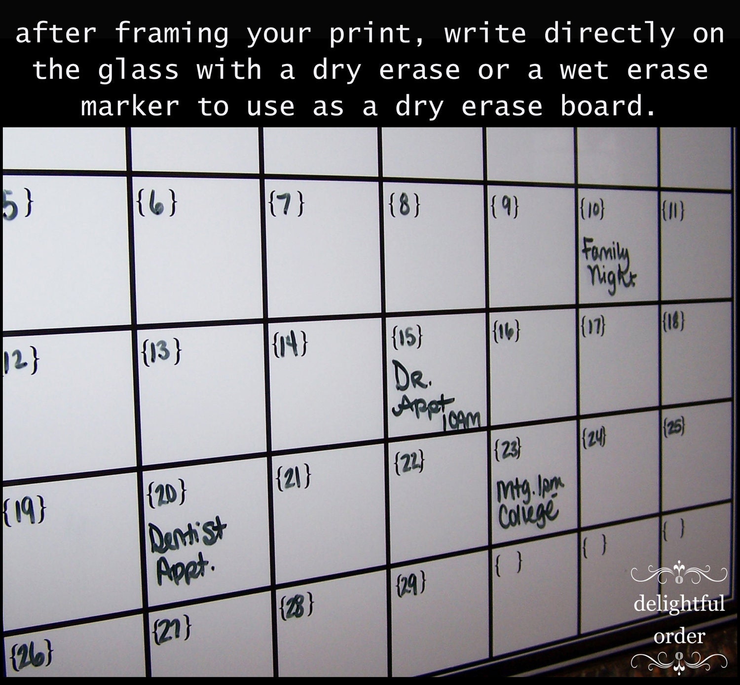 Custom Tan - Everyday Message Center Calendar - 16x20 PRINT - You Frame - Dry Erase