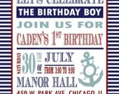 Nautical Birthday Invitation - Ahoy, Let's celebrate the Birthday Boy