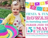 Fiesta Birthday Invitation - Papel Picado