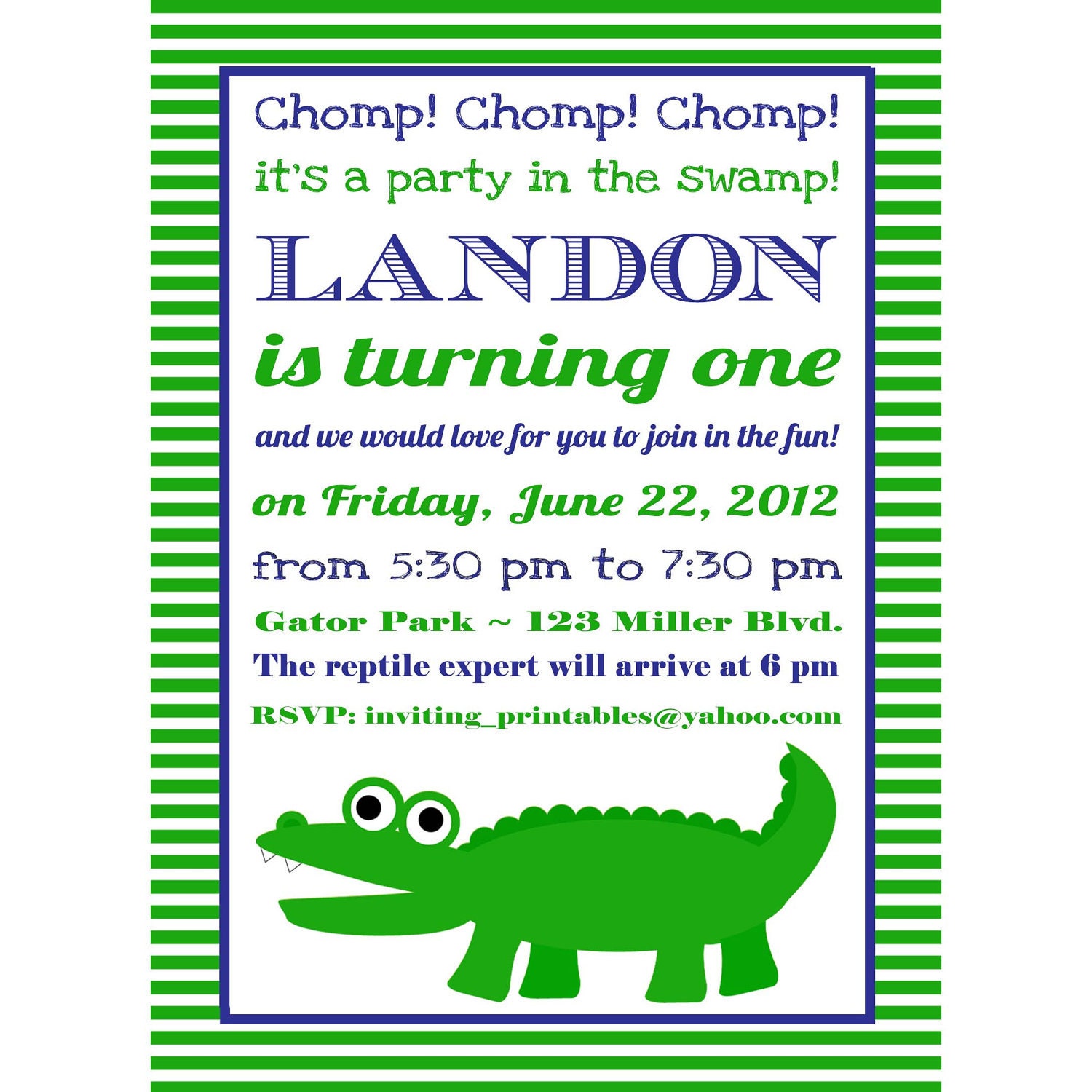 alligator birthday invitations