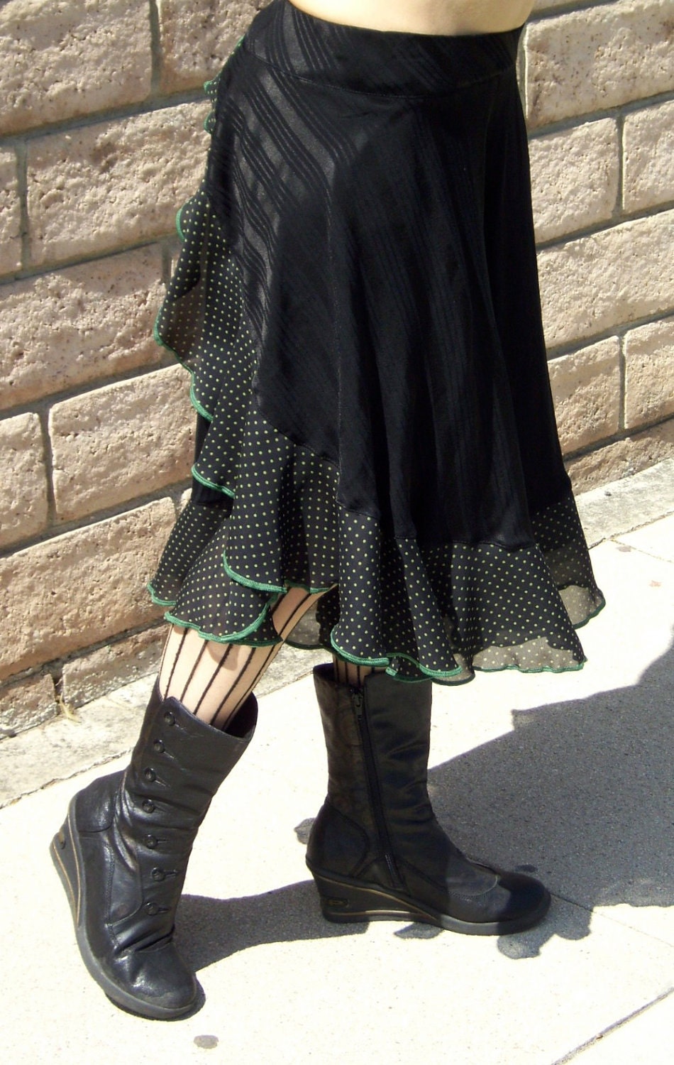 Flouncy Bloomers with Shy Green Polka Dots