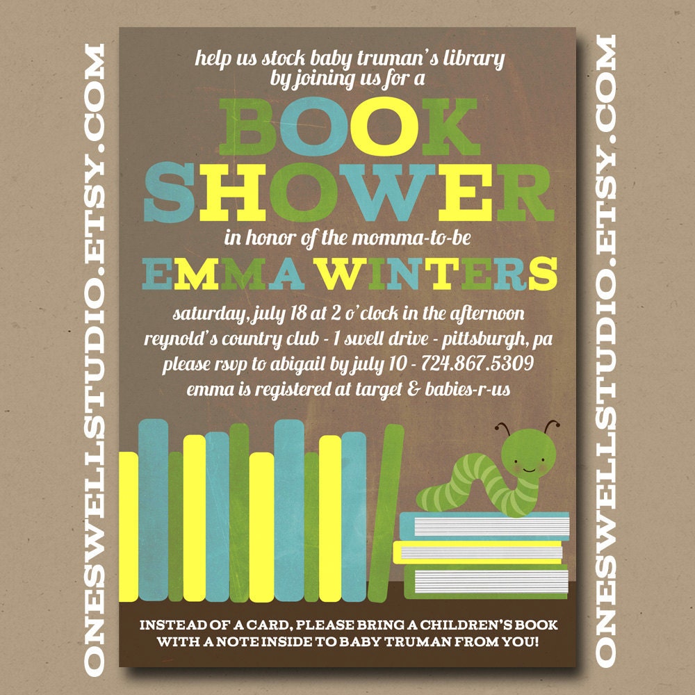 Girl Book Shower Book Worm Baby Shower DIY Printable Baby Shower Invitation