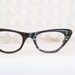 50s Cat Eye Glasses 1950s Eyeglasses Gray Pearl Opal Grey Stripe Squared Lens Frame NOS 45/20 by Foremost Optical