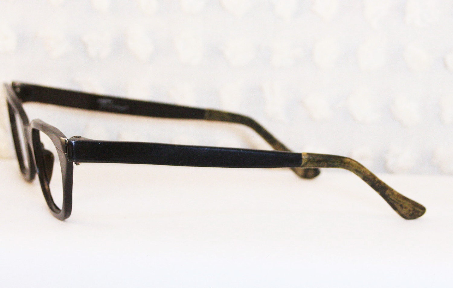 Vintage Tura 60s Eyeglasses 1960s Black Aluminum Glasses Metal Frame Unisex 46/24 Designer Optical